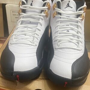 AirJordan 12 Retro Men's White, Black, and Gold Sneakers